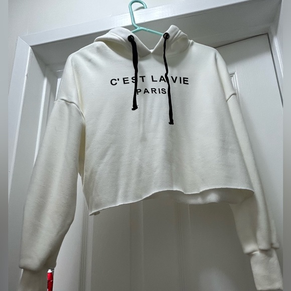 Paris Cropped Long Sleeve Hoodie - Picture 1 of 3